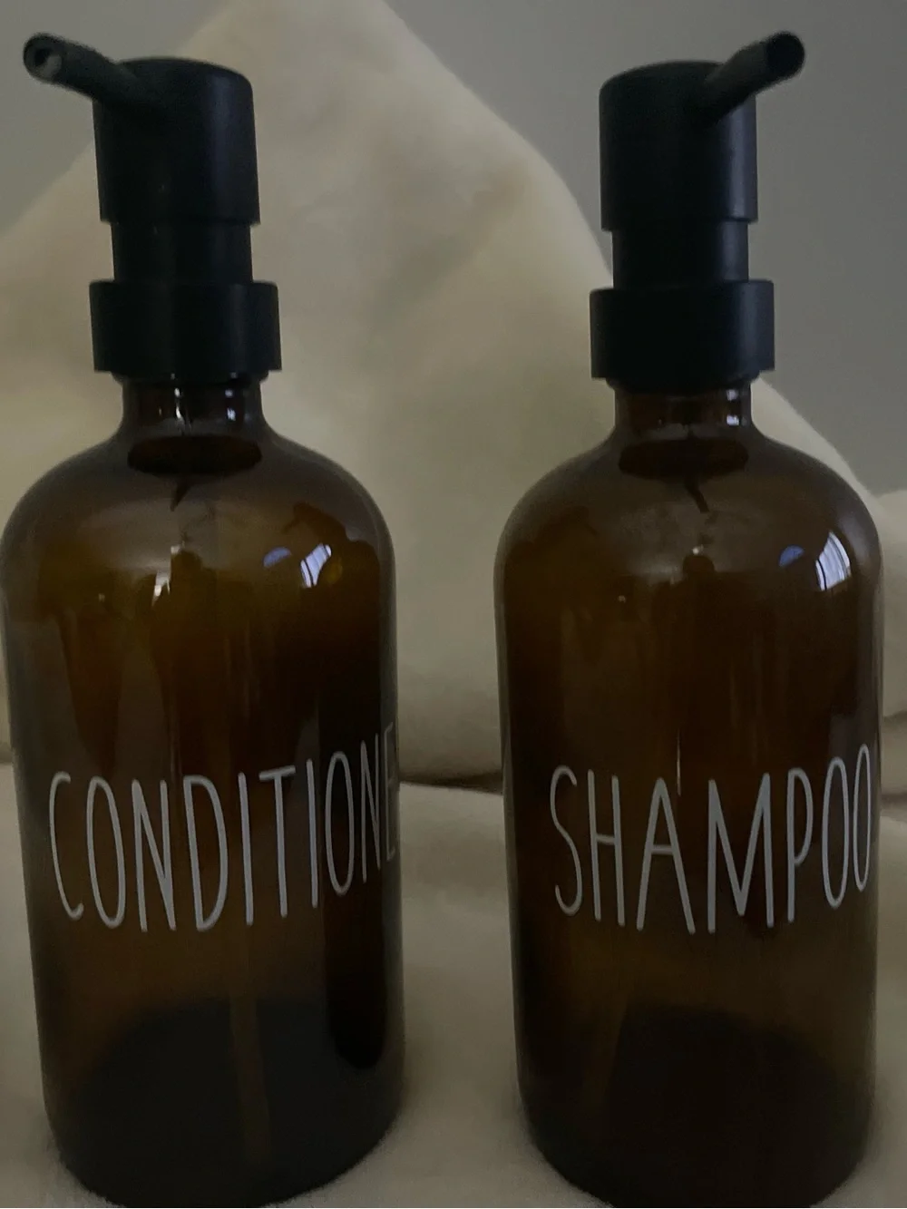 Amber Glass Shampoo & Conditioner Pump Bottles